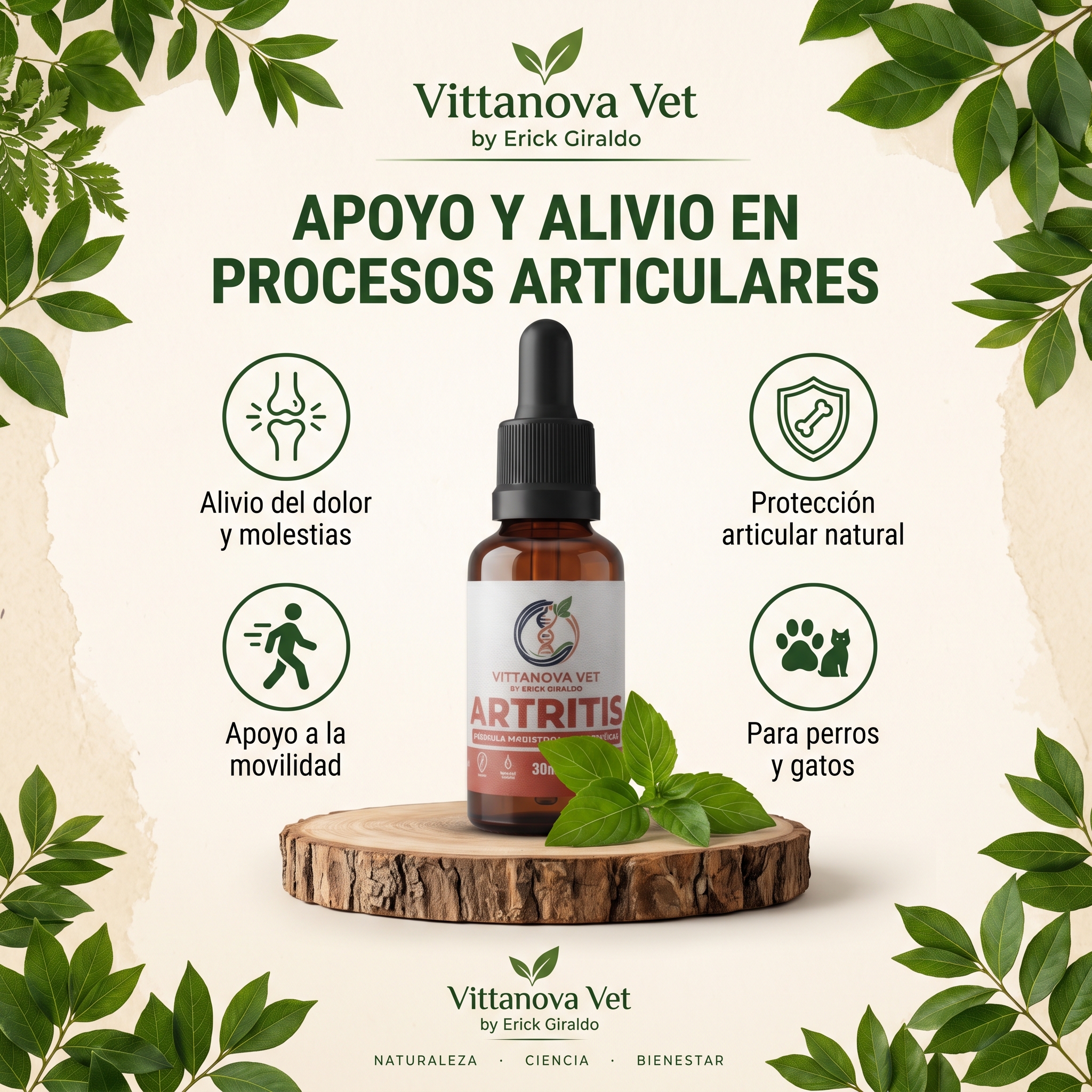 ARTRITIS - Movilidad y Confort Articular Gotas 30 ml | Vittanova Vet - Vista 1